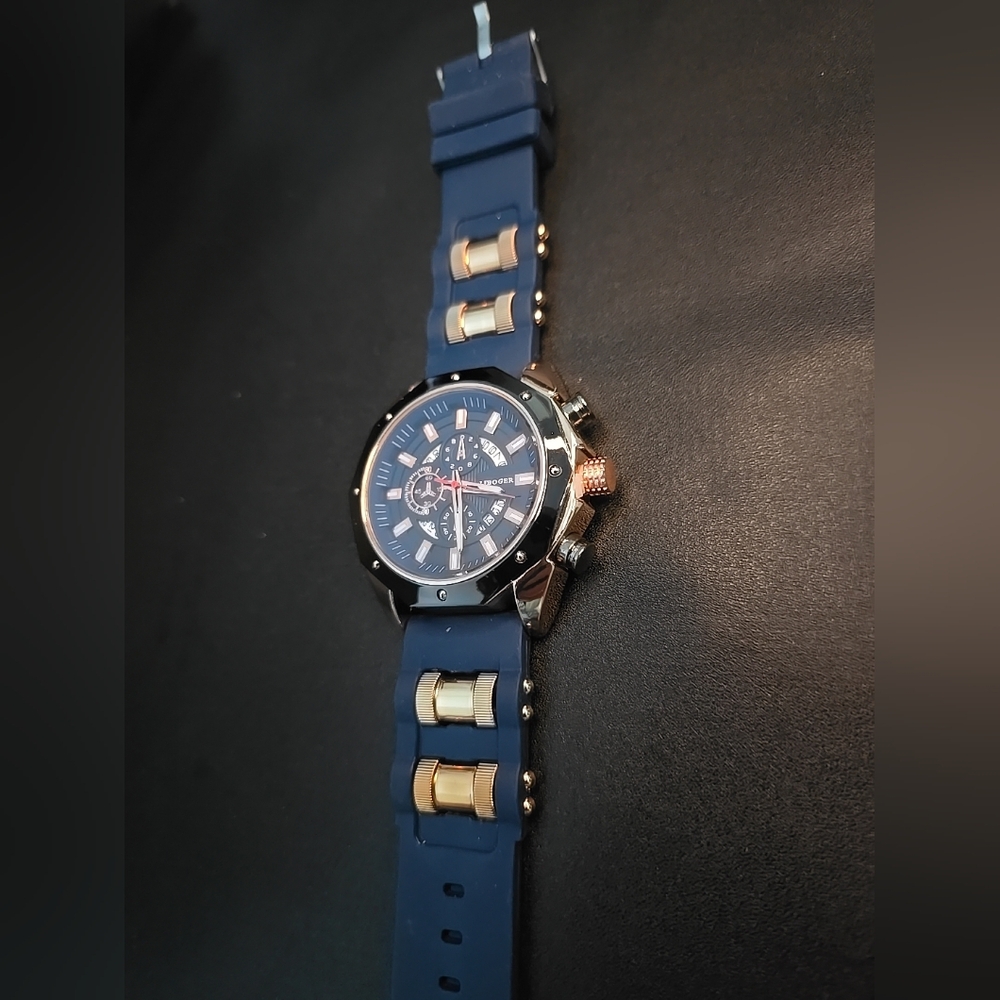 Mens Liboger Gold & Blue Chrono Sports Watch